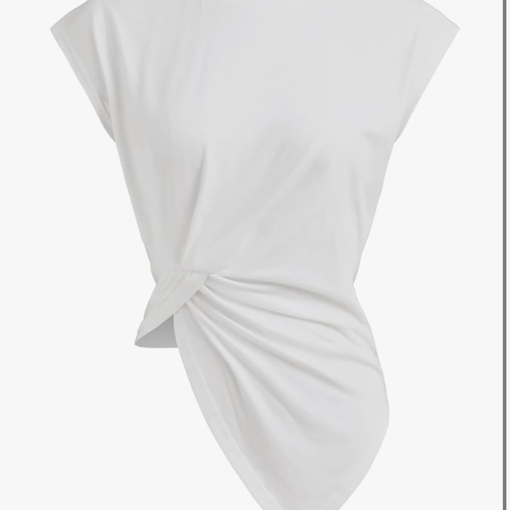 CIDER Asymmetrical Hem White Top